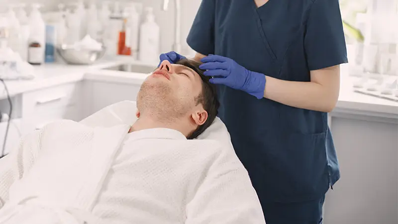 Diagnóstico facial profesional previo al tratamiento estético